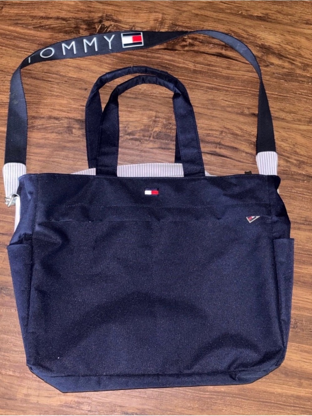 Tommy Hilfiger Navy Laptop Tote with Logo Shoulder Strap
